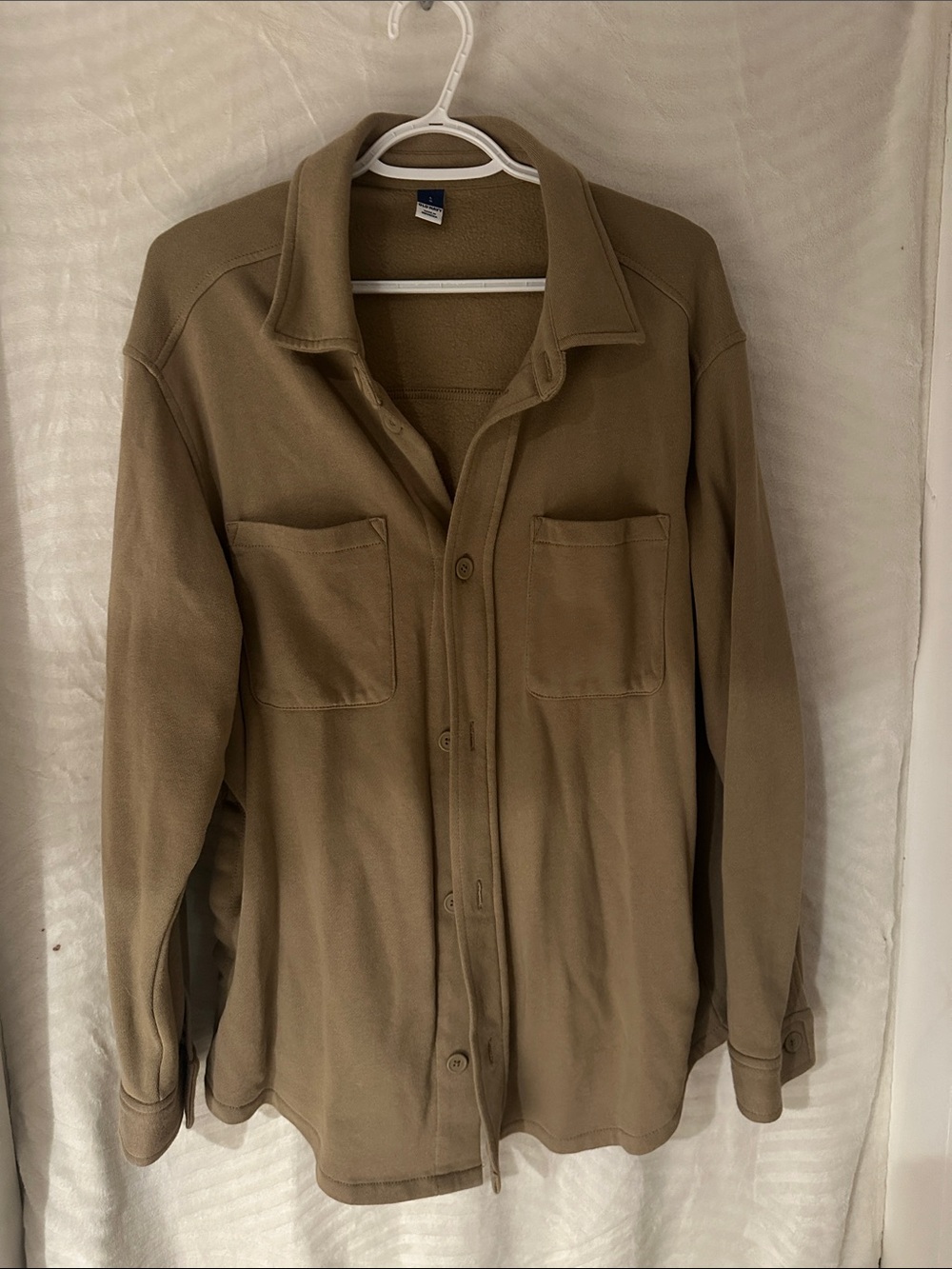 Men's Button-Front Fleece Jacket Shirt - Tan